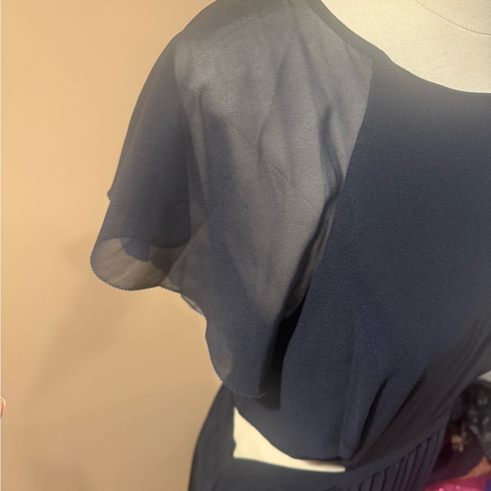 Joie Navy Multicolor Pleated Midi Dress - Picture 9 of 14